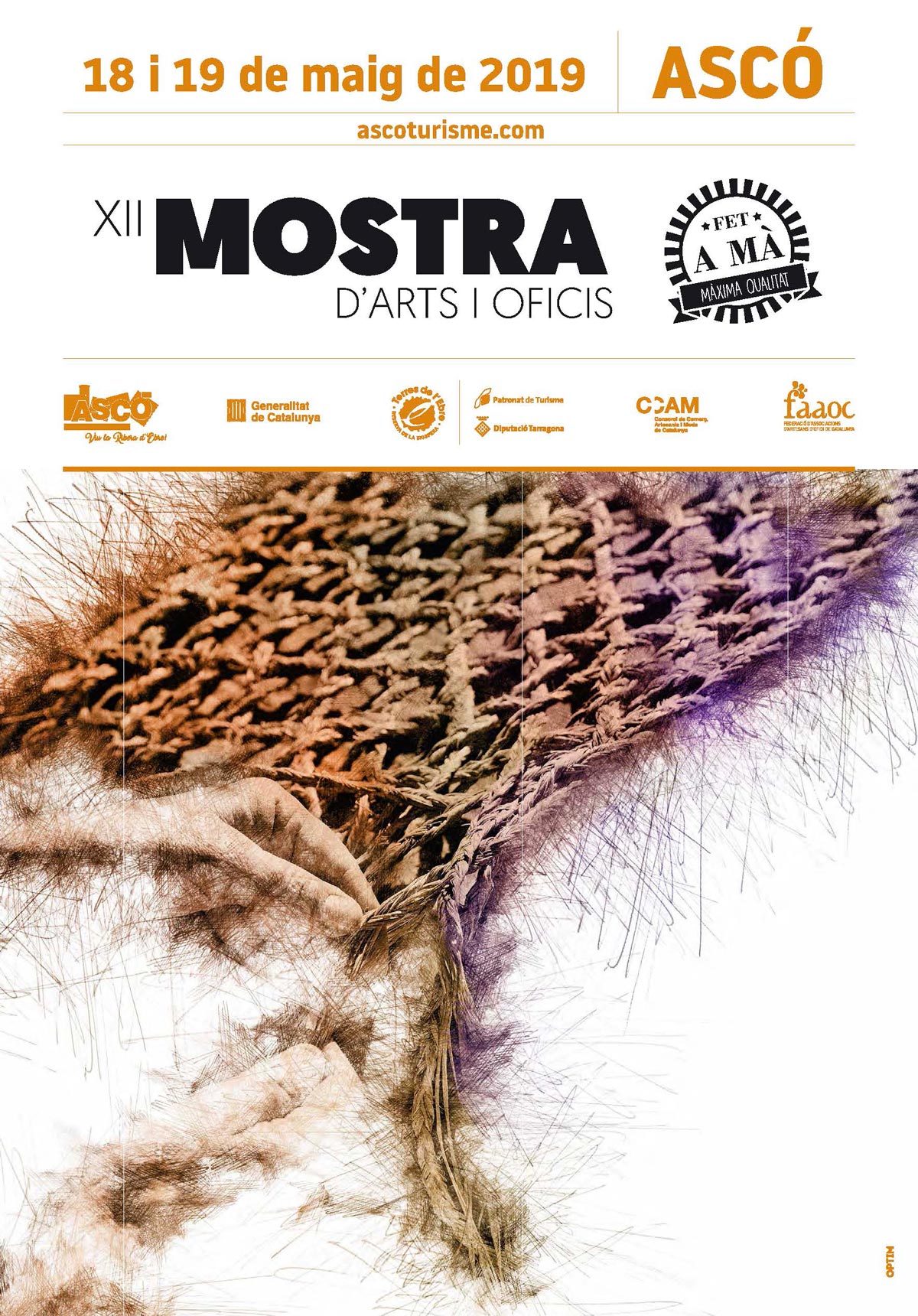 XII Mostra d’Arts i Oficis d’Ascó, 2019 Cartell amb una fotografia de la XII Mostra d'Arts i Oficis d'Ascó, 2019
